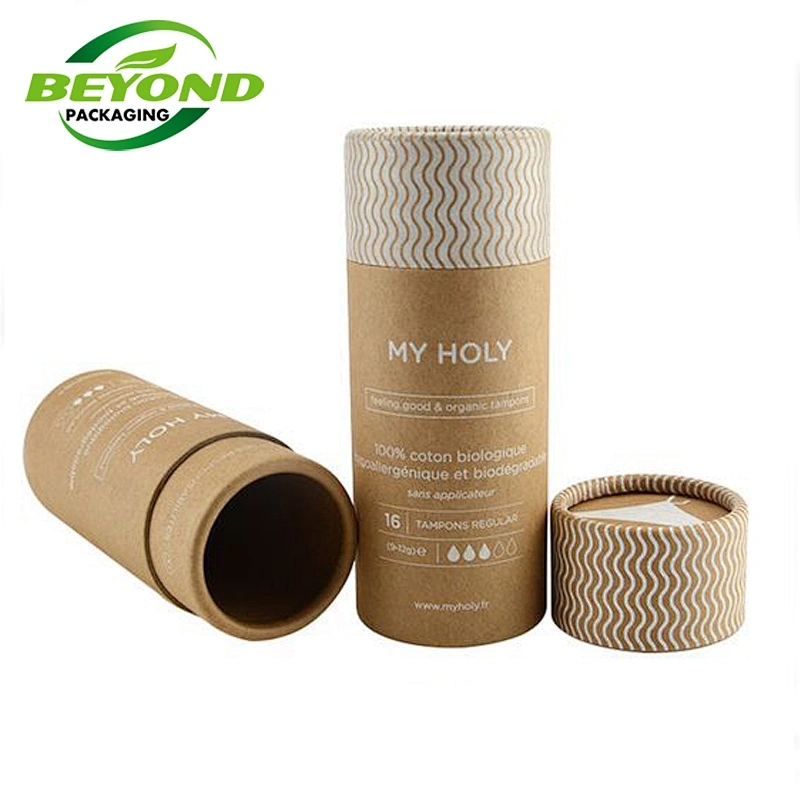 Biodegradable Recycled Custom Brown Kraft Paper Cardboard T-shirt Packaging Tube Cylinder Box Round Shape Box For Clothing