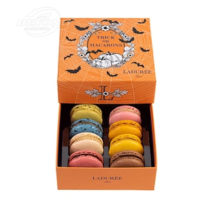 Luxury design rigid cardboard macaron paper box for handmade chocolate dessert gift boxes