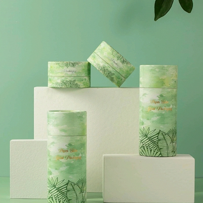 customized size kraft cardboard eco friendly baby powder puff box shaker container paper tube cosmetics skincare packaging