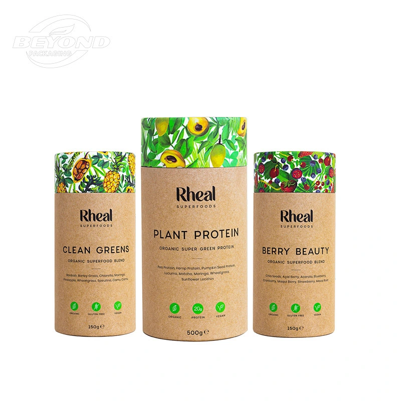 Customized Recyclable Food Grade Cardboard Cylinder Container Kraft Paper Tube Packaging Round Boxes