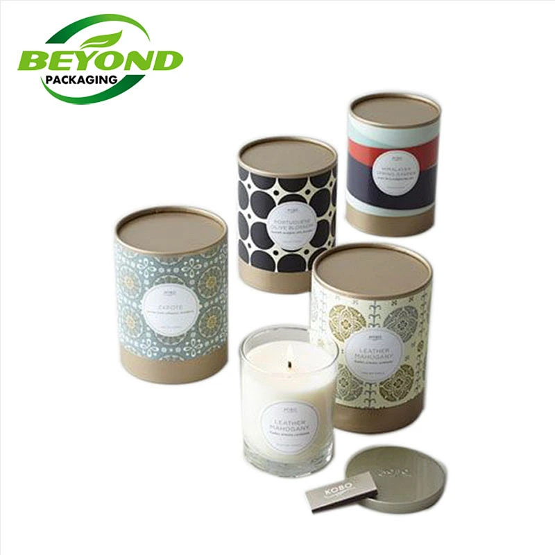Biodegradable Customized Logo Round Paper Box Tube Candle Packaging Wax Candle Paper Wrapped  Packaging Tube