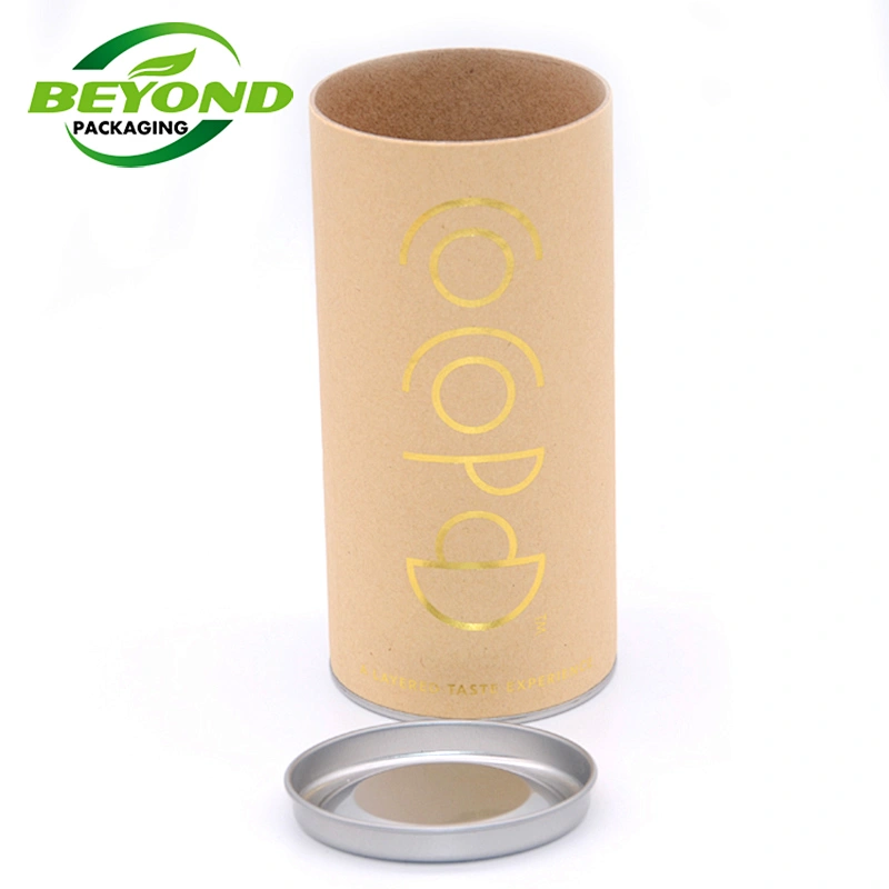 Biodegradable Round Paper Box For Packaging Cylinder Paper Tube Cardboard Custom Foil Stamping For Item Packaging