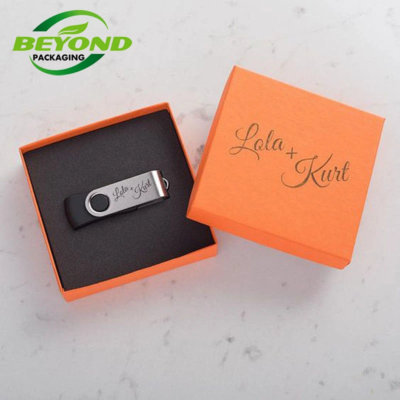 Custom Design Kraft Cardboard Square Paper Box Base and Lid Box For Electronic Project U Disk Product