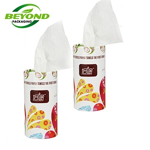 Soft Facial Wholesale Customized round tube packaging Tissues Refreshing Cylinder Tissue Box for Car