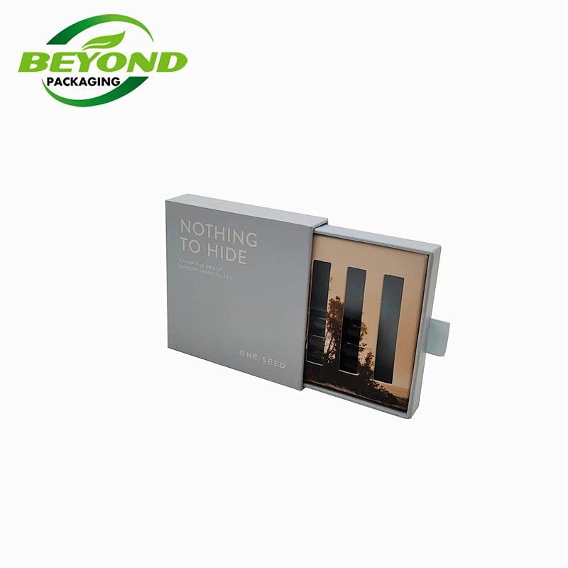 High Quality Eco Friendly Rigid Cardboard Drawer Sliding Box Custom Logo Printed Perfume Bottles Packaging Box With Ribbon
