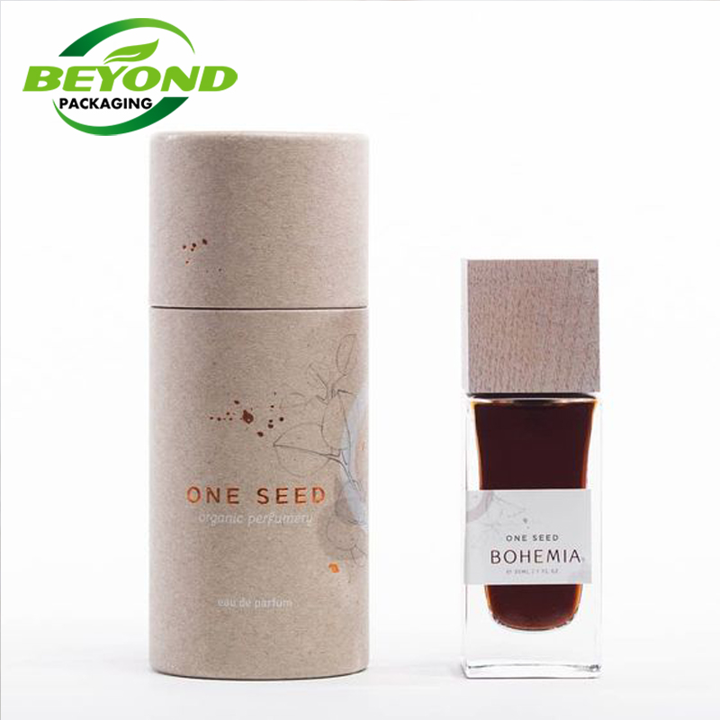 Biodegradable eco brown kraft round tube private label cylinder box paperboard cosmetic packaging for nail brush