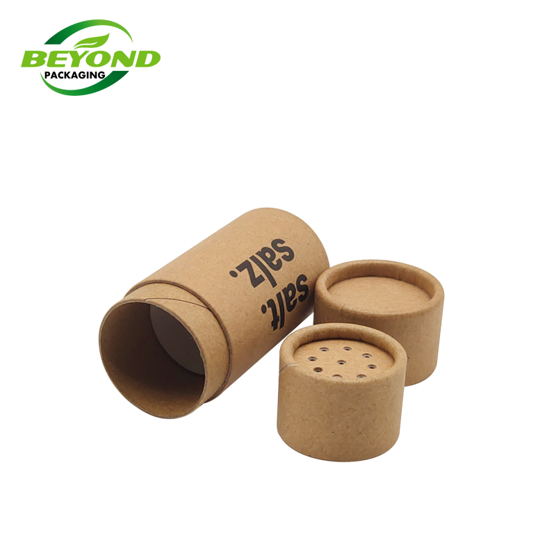 Custom black printing logo biodegradable round kraft paper cardboard tubes with cosmetic powder shaker lid