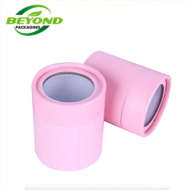 High Quality Beautiful Design Kraft Cardboard Cylinder Core Tube Round Hat Box With Clear Window/Lid For Clothes Packaging