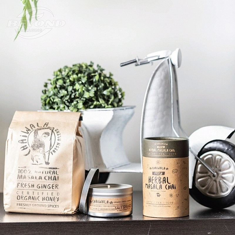 Biodegradable 100% Airtight Food Grade Tea Coffee Paper Tube Packaging For Super Food Powder Packaging