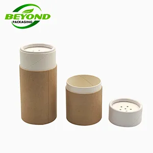 Food Grade Cylinder Top Shaker Lid Kraft Paper For Salt Protein Powder Spices Packaging