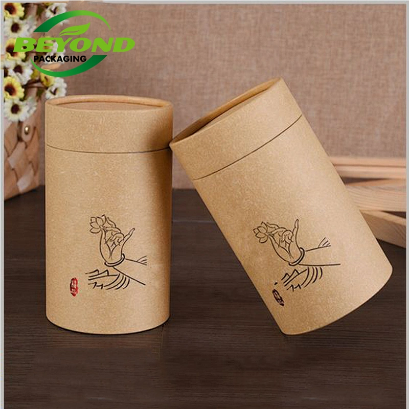Biodegradable Recycled Custom Brown Kraft Paper Cardboard T-shirt Packaging Tube Cylinder Box Round Shape Box For Clothing