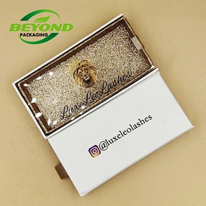 Luxury Custom Printed Glitter Paper Cardboard Drawer Box Clear Window Logo Printed Eyelash Packaging Box Empty Gift Box