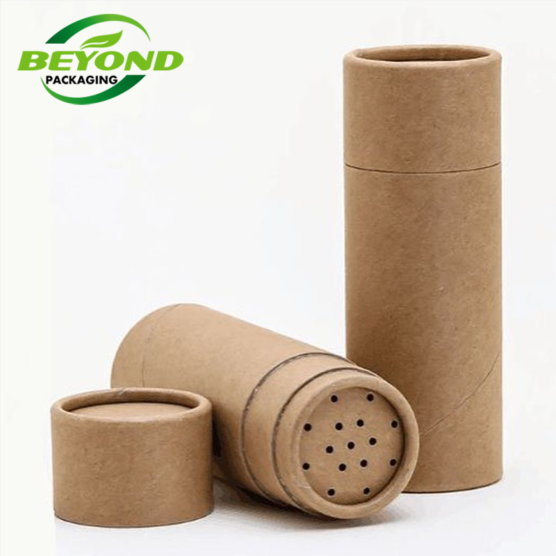 Custom Powder Shaker Kraft Paper Tube Aluminum Foil Paper Spice Shaker Top Paper Round Box Packaging