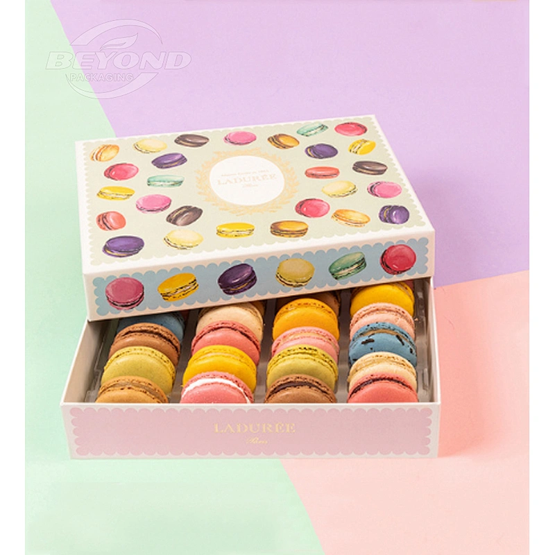 Luxury design rigid cardboard macaron paper box for handmade chocolate dessert gift boxes
