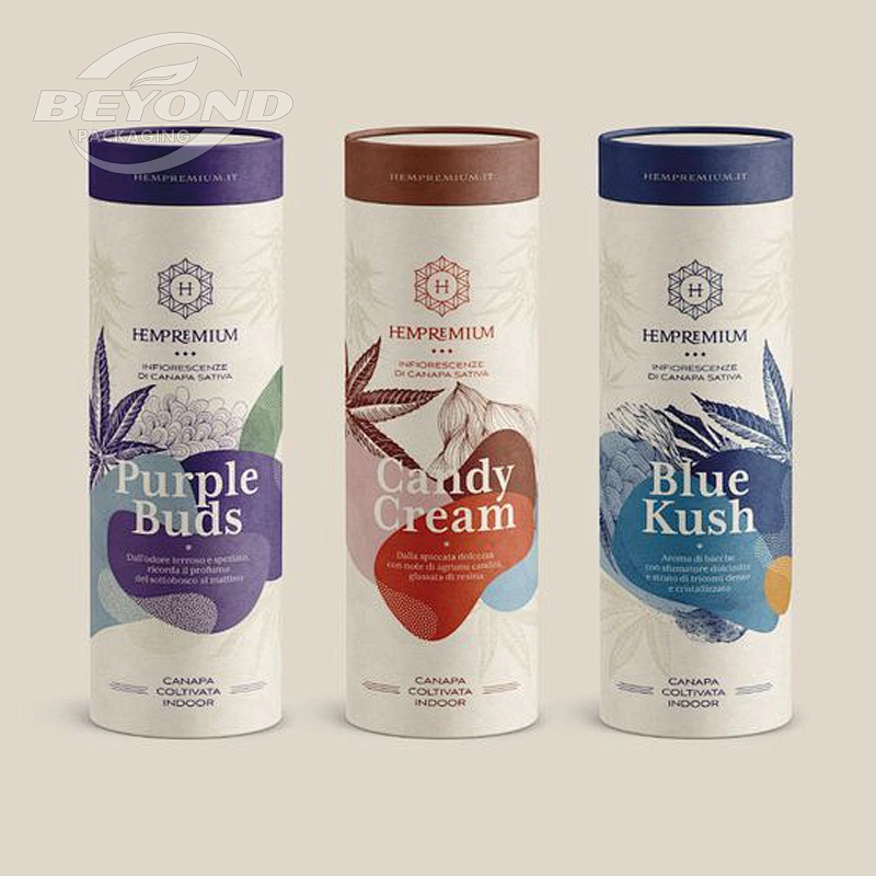 White kraft paper tube round canister recyclable cylinder gift box for cosmetic packaging