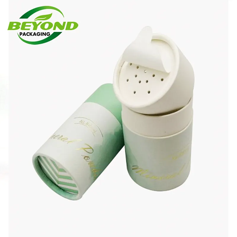 Customized Eco Friendly Kraft Paper Tube For Sifter Salt Powders With Shaker Lid Wax Lined Food Grade Waterproof