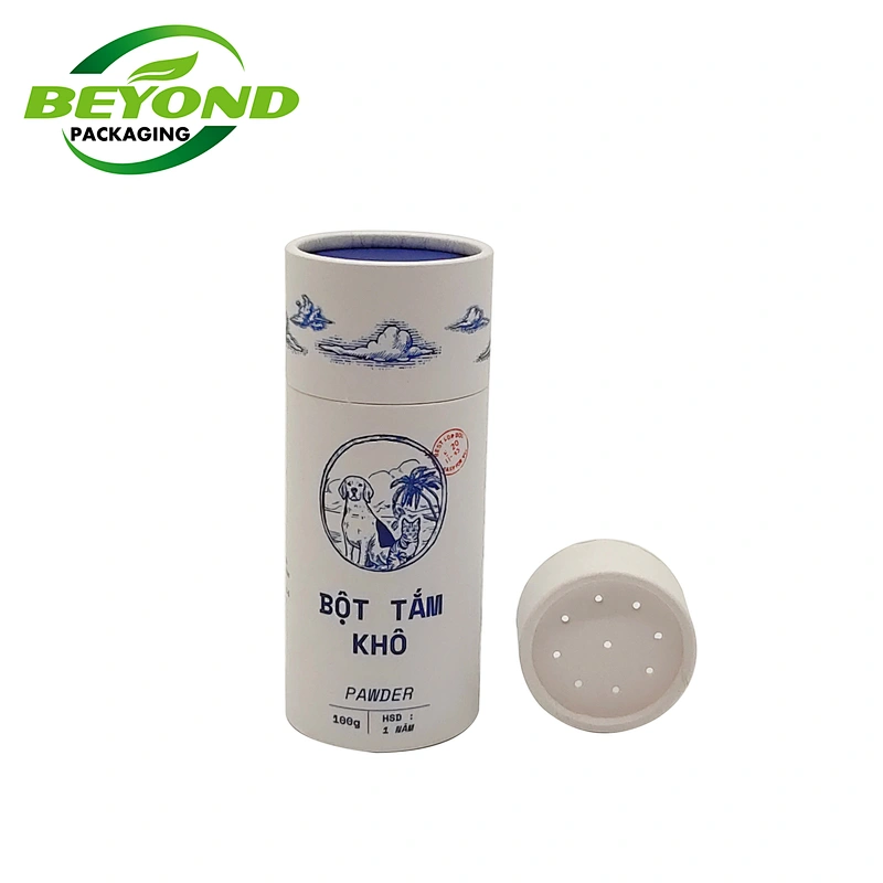 Kraft Paper Custom Printing Eco Sea Salt Powder Food Packaging Cardboard Empty Paper Tube with Top Shaker/Sifter