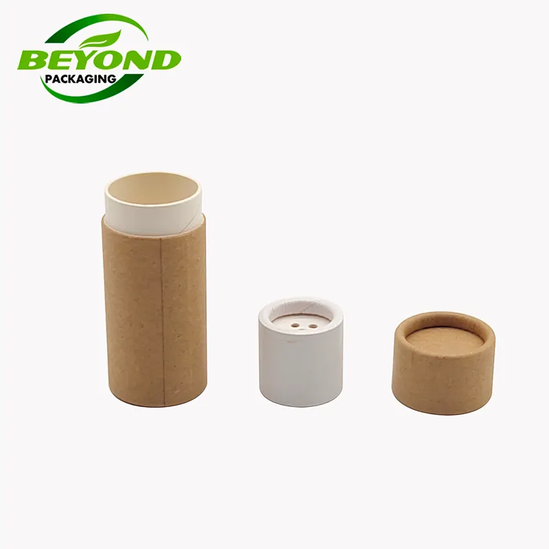 Custom Powder Shaker Kraft Paper Tube Aluminum Foil Paper Spice Shaker Top Paper Round Box Packaging