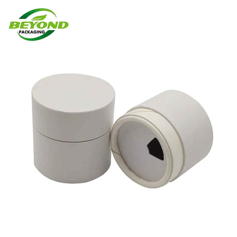 Flat White Round Kraft Paper Cylinder Box For Powder Dry Shampoo Packaging Paper Tube With Shaker
