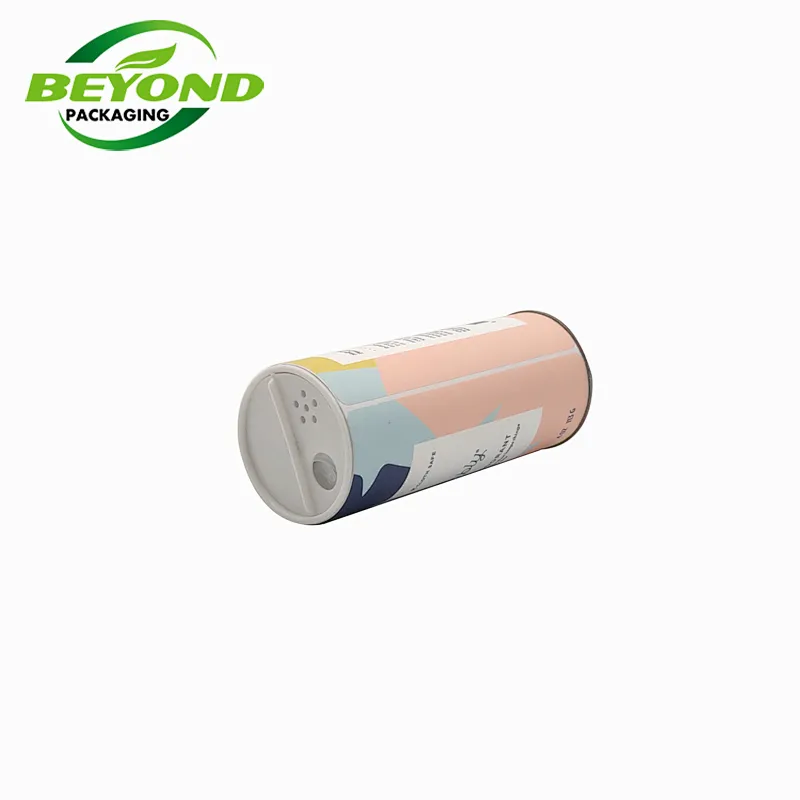 Eco cardboard food grade paper tube with salt paper tube packaging Kraft paper tube spice powder packaging with plastic shaker