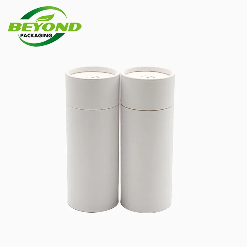 Biodegradable Recycled Paper Shaker Tube Powder Container Paper Jar High Quality Cylinder Box With Sifter For Salt
