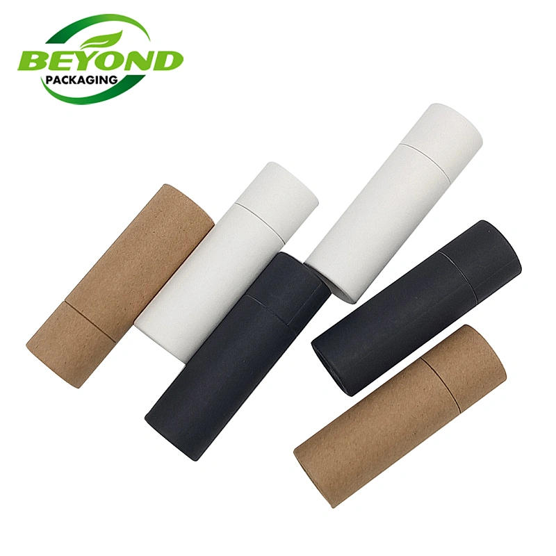 Eco Friendly Matt Black Paper Tube Package With Push Up Kraft Paper Tubes Customized Design For Lip Balm Packaging
