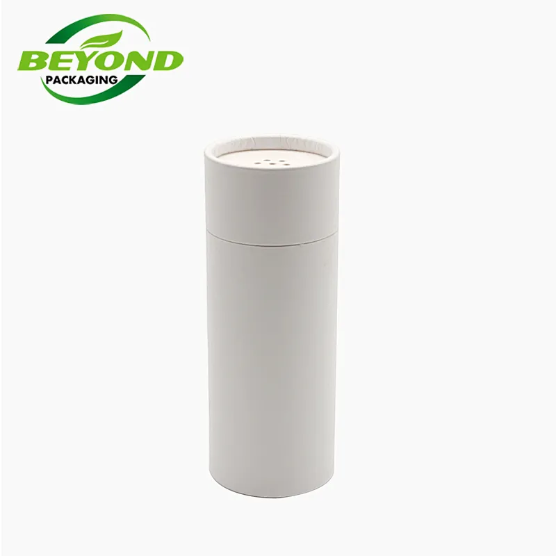 Biodegradable Recycled Paper Shaker Tube Powder Container Paper Jar High Quality Cylinder Box With Sifter For Salt