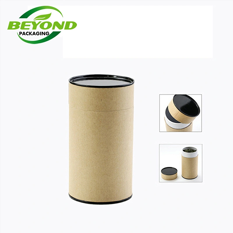 Star Packaging Tea Tin Metal Lid Canister Packaging Cardboard Box Printing Rolled Edge Kraft Paper Cylinder Tube