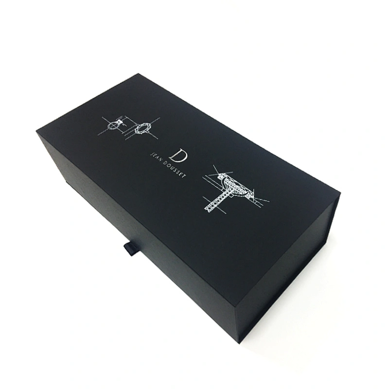 Customized Luxury Cosmetic Jewelry Paper Cardboard Packaging Black Magnetic Closure Goft Box