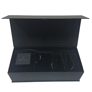 Customized Luxury Cosmetic Jewelry Paper Cardboard Packaging Black Magnetic Closure Goft Box