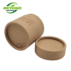 Biodegradable Promotional Recycled Kraft Rigid Paper Gift Box Natural Rigid  Kraft Cardboard Cylinder Paper Tube