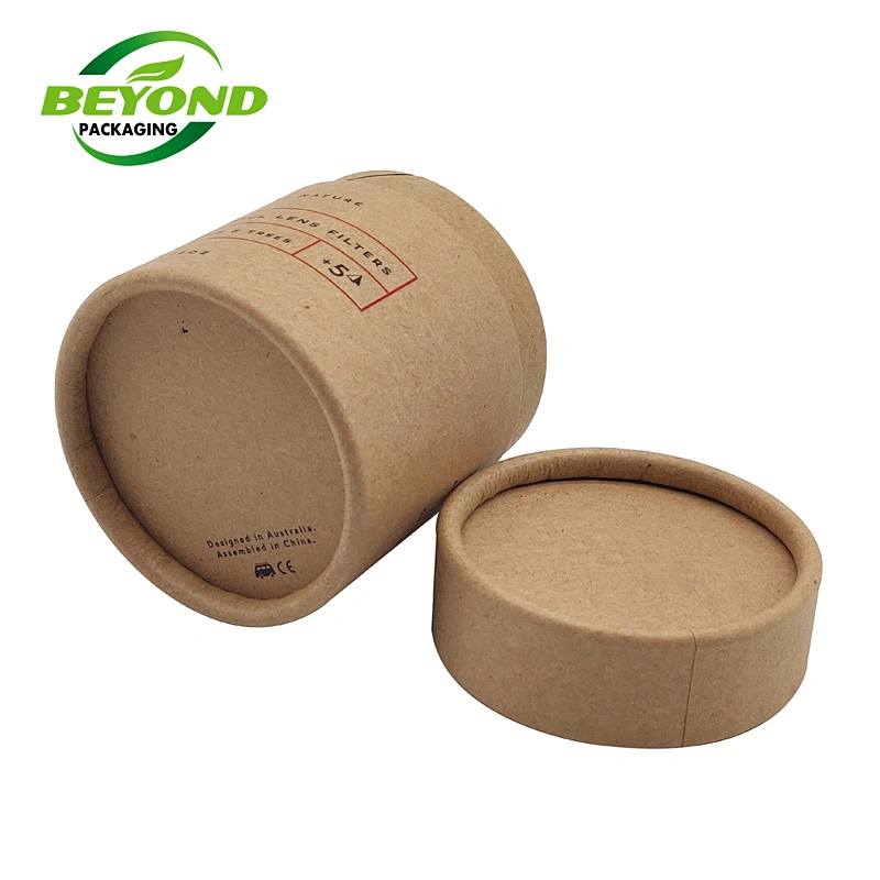 Biodegradable Promotional Recycled Kraft Rigid Paper Gift Box Natural Rigid  Kraft Cardboard Cylinder Paper Tube
