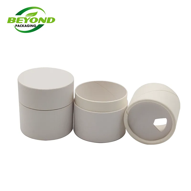 Flat White Round Kraft Paper Cylinder Box For Powder Dry Shampoo Packaging Paper Tube With Shaker