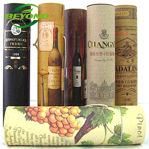 Eco friendly Customized Printing Design Logo Packaging Paper Tube Cylinder Round Shape Paper Tube Wine Bottle