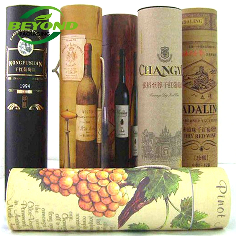 Eco friendly Customized Printing Design Logo Packaging Paper Tube Cylinder Round Shape Paper Tube Wine Bottle