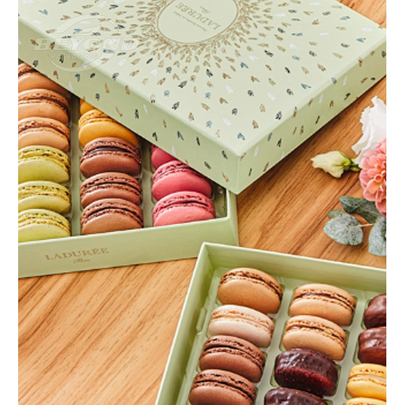 Luxury design rigid cardboard macaron paper box for handmade chocolate dessert gift boxes