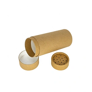 Food Grade Cylinder Top Shaker Lid Kraft Paper For Salt Protein Powder Spices Packaging
