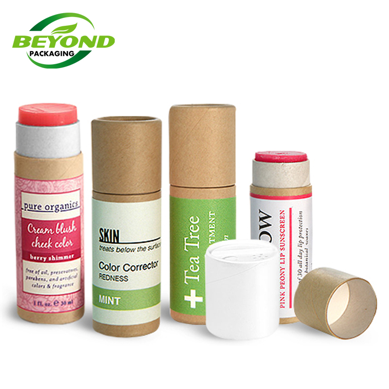 Customized 100% Biodegradable Recoverable Packaging Push Up Deodorant Stick Containers Lip Balm Paper Tube