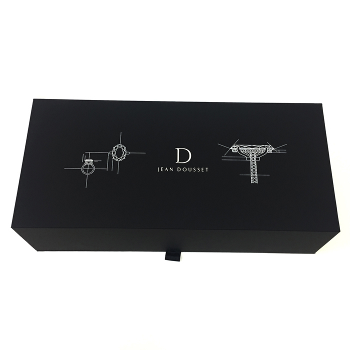 Customized Luxury Cosmetic Jewelry Paper Cardboard Packaging Black Magnetic Closure Goft Box