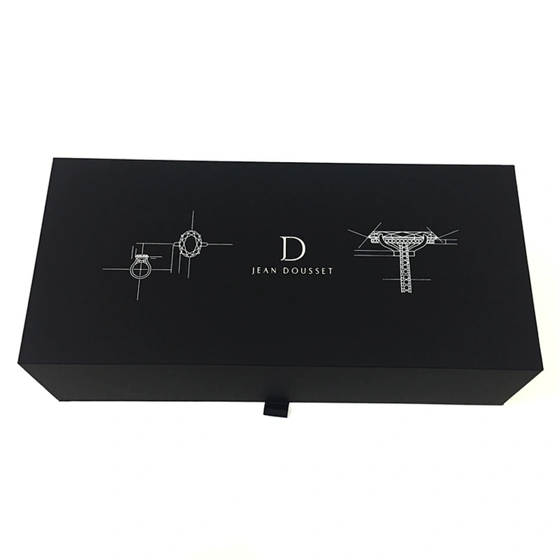 Customized Luxury Cosmetic Jewelry Paper Cardboard Packaging Black Magnetic Closure Goft Box