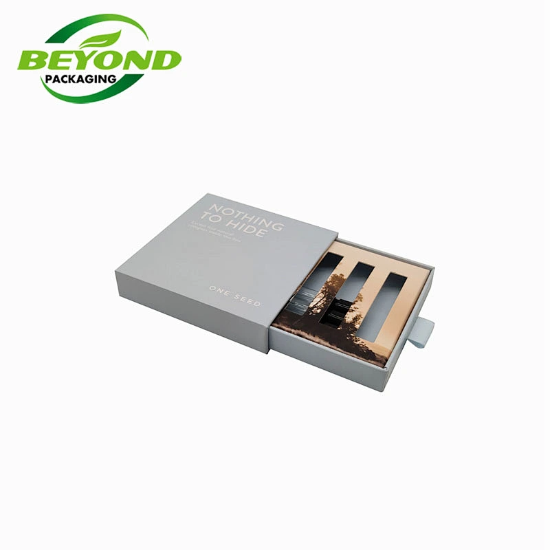 High Quality Eco Friendly Rigid Cardboard Drawer Sliding Box Custom Logo Printed Perfume Bottles Packaging Box With Ribbon