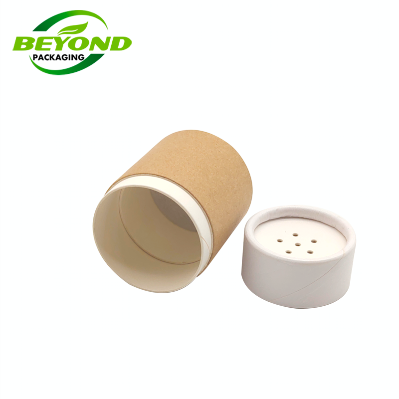 Biodegradable Rigid Cardboard Recycled Cylinder Kraft Paper Plain Tubes Custom Size Salt Dispenser Powder Shaker Cylinders