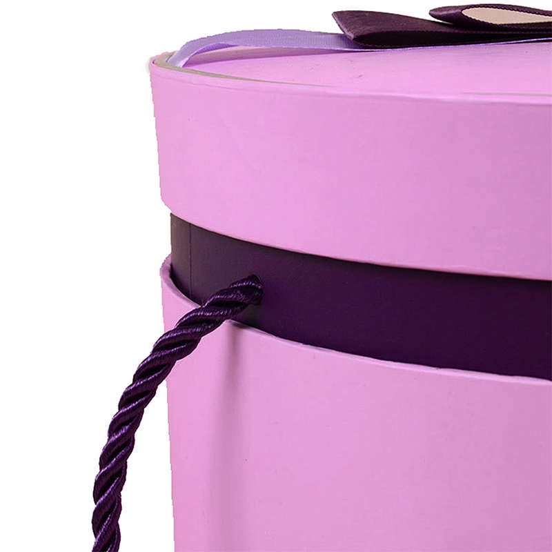 Wholesale High Quality Custom Pink Large Round  Craft Gift Paper Box Make Up Brush Packaging With Handle