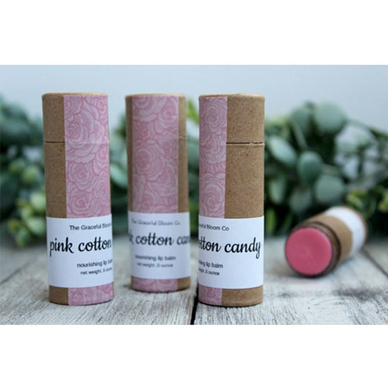 Customized Eco Friendly Cardboard Round Kraft Paper Tube Package With Push Up Tubes Design For Lip Balm Packaging