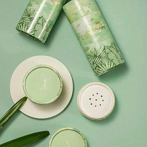 customized size kraft cardboard eco friendly baby powder puff box shaker container paper tube cosmetics skincare packaging