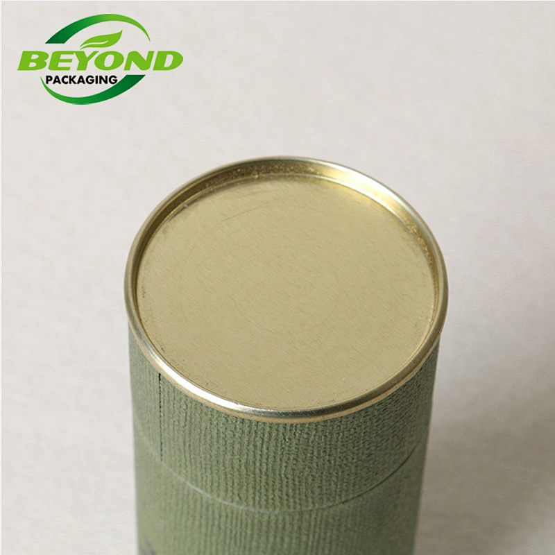 Custom Metal Lid Cardboard Canister Can Cylinder Biodegradable Gift Paper Tube For Loose Leaf Coffee Packaging