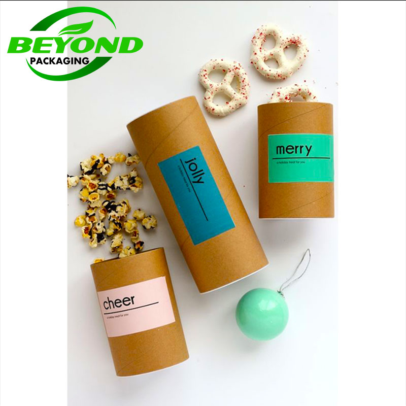 Customized Recyclable Food Grade Cardboard Cylinder Container Kraft Paper Tube Packaging Round Boxes
