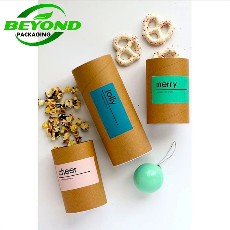 Customized Recyclable Food Grade Cardboard Cylinder Container Kraft Paper Tube Packaging Round Boxes