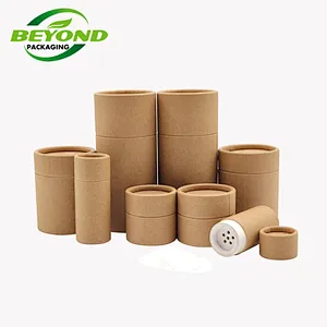 Food Grade Cylinder Top Shaker Lid Kraft Paper For Salt Protein Powder Spices Packaging