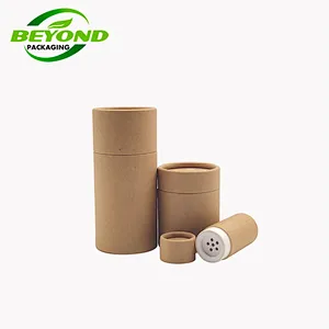 Biodegradable Cardboard Kraft Paper Tube Spice Shaker Top Packaging Round Food Grade Cylinder Box Wax Lining Tube With Sifter